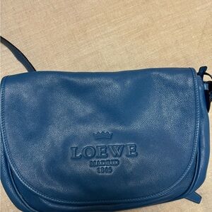 Loewe Navy Blue Crossbody Bag with Saddle Flap